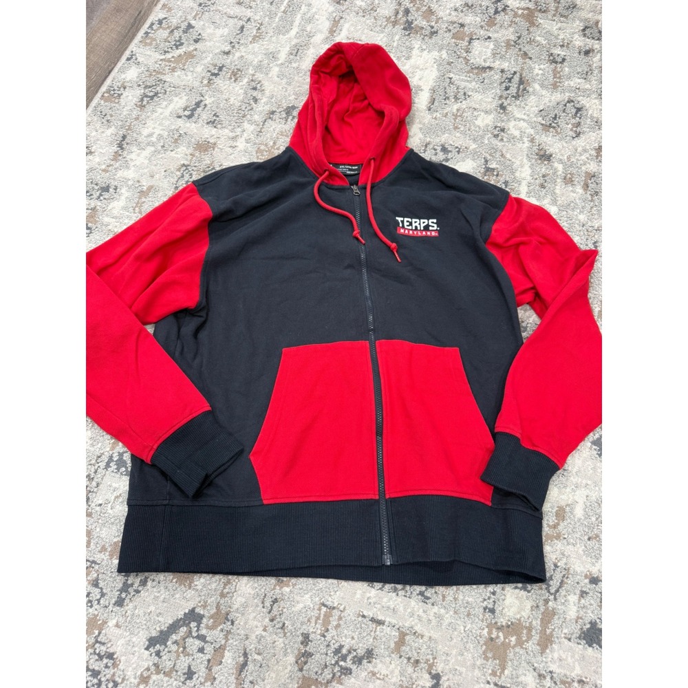 Under Armour Maryland Terrapins ColdGear Zip Hoodie Mens 2XL Black Red Terps